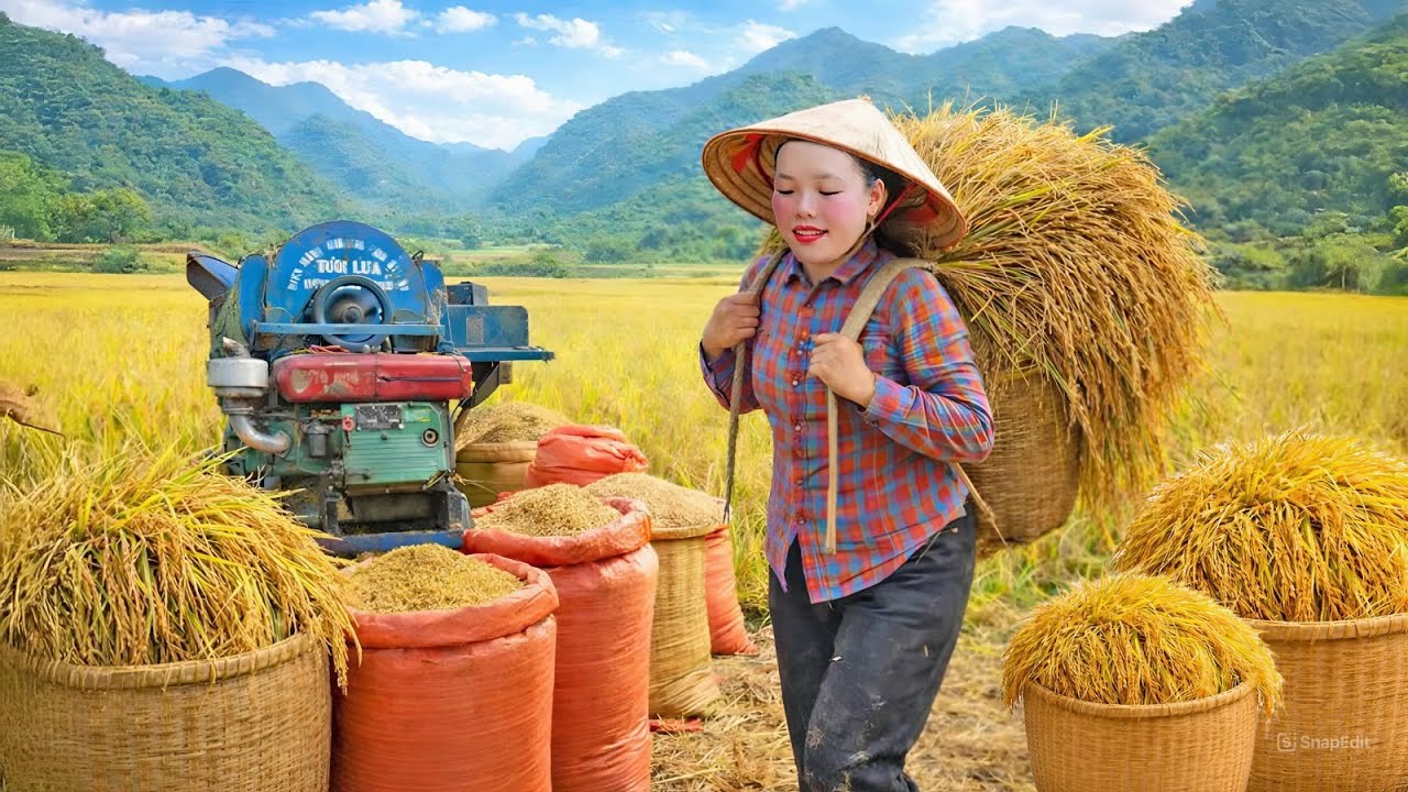 The Process of Producing Delicious Rice from Rice Plants in Vietnam - Daily Life | Trieu Mai Huong