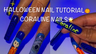 EASY HALLOWEEN NAIL ART 🎃 CORALINE NAILS 🌟 BEGINNER FRIENDLY NAIL ART TUTORIAL 🎨 FALL NAILS 🍁 screenshot 5