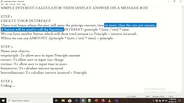 A VISUAL BASIC SIMPLE INTEREST CALCULATOR AND DISPLAY ANSWER IN A MESSAGE BOX