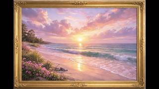 Framed Art for TV | Pink Aesthetic Beach Sunset (4K Ambient Decor Screensaver) screenshot 3