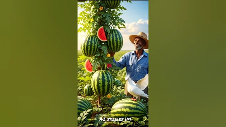 The farmer and the pigeon planted a watermelon tree 😯 #cartoon #ai #shorts