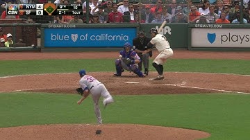 NYM@SF: Pence singles home the first Giants run