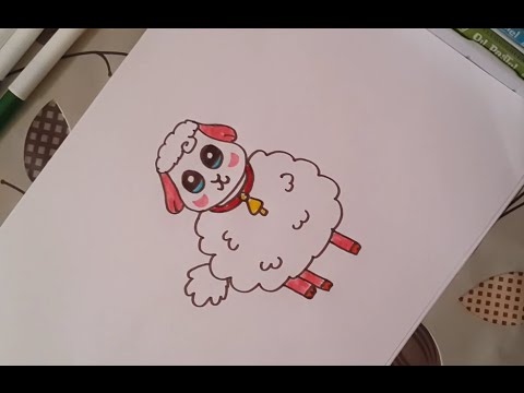 طريقة رسم خروف كيوت🐑💯❤️ سهل جدا للاطفال Drawing a very beautiful and easy  sheep for children