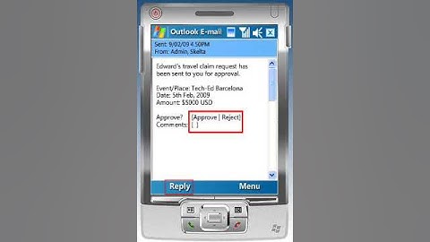 Skelta BPM.NET  features Task Delivery by Outlook email accessed from a mobile phone