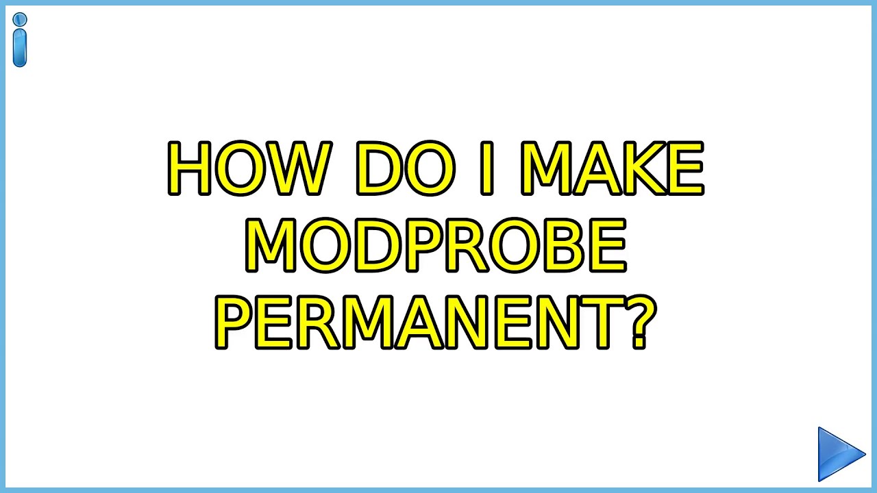 How do I make modprobe permanent? - YouTube