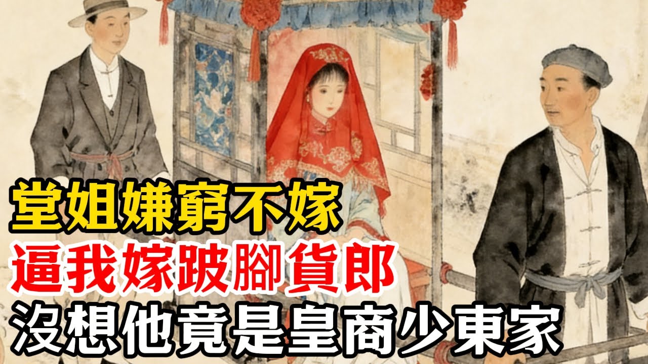 堂姐嫌窮不嫁，逼我嫁跛腳貨郎，沒想他竟是皇商少東家！綢緞百匹來迎，全府悔得無地自容！ #民間故事#情感#睡前故事#人生感悟