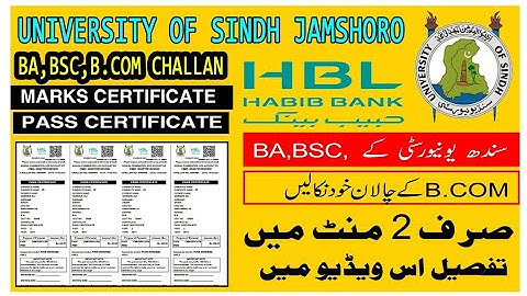How to Generate Challan for Annual-pass Certificate/mark sheet  at sindhi uni jamshoro college site