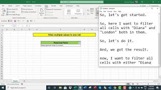 Excel: filter multiple values in one cell
