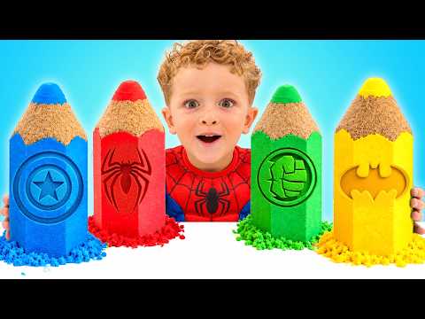 Kids pretend play with Colorful Kinetic Sand