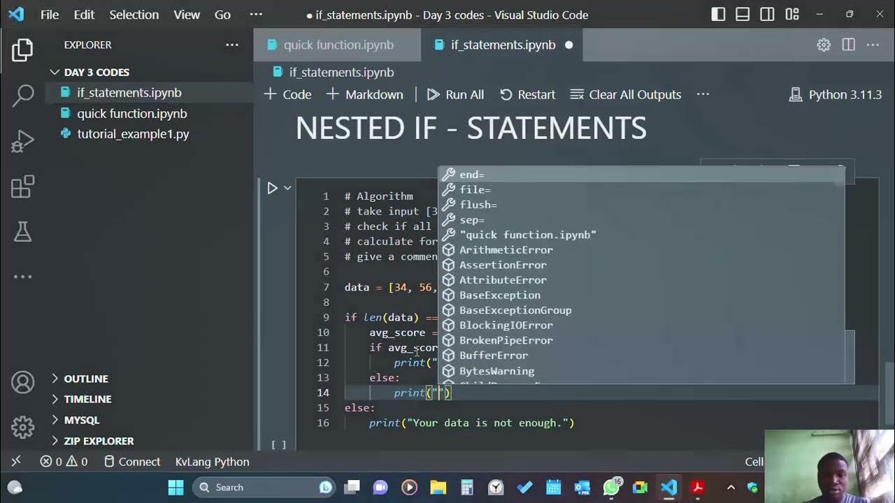 Day 3 video 3 nested if statement in python - YouTube