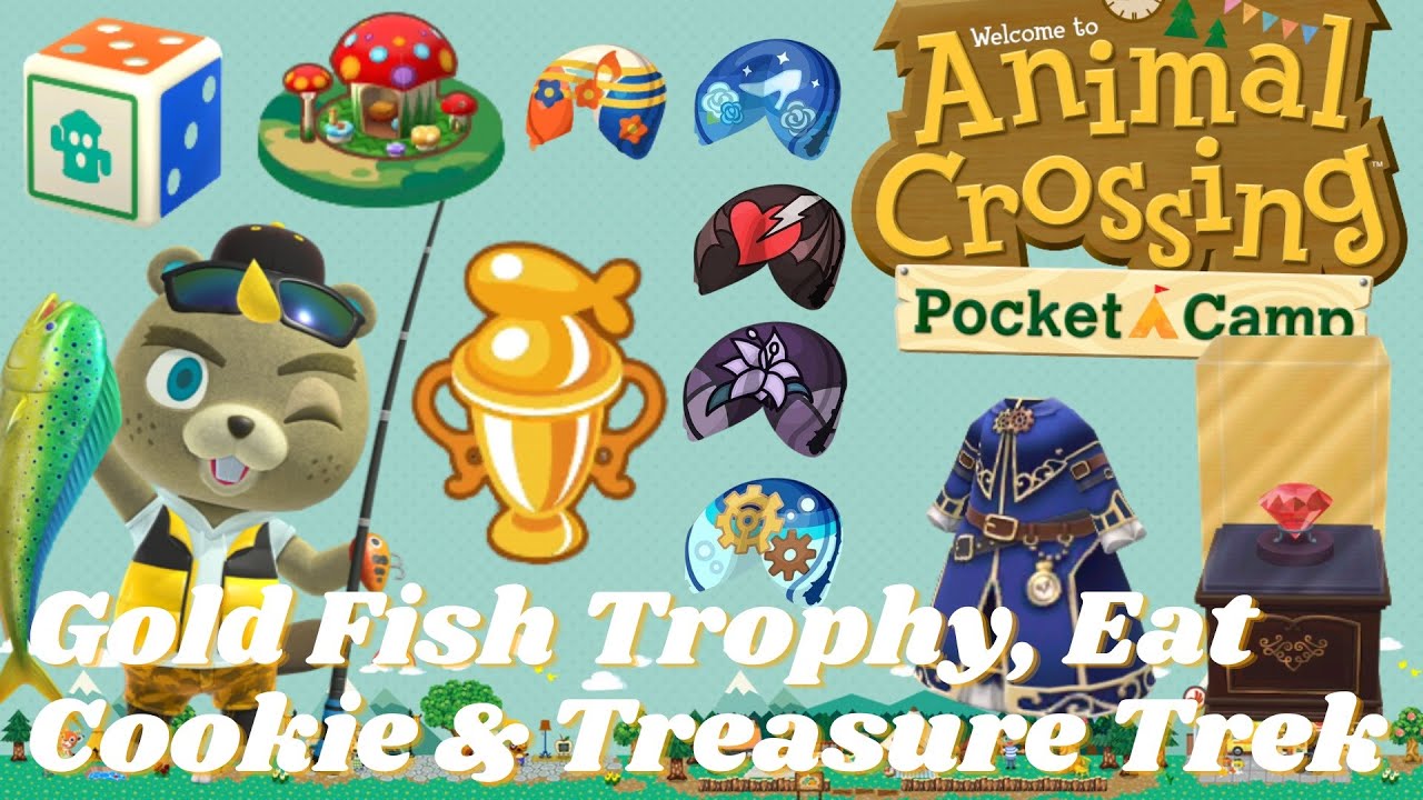 AC Pocket Camp (Gold Fish Trophy, Eat Cookie, Treasure Trek & HH Rank