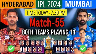 IPL 2024 Match-55 | Hyderabad vs Mumbai Details & Playing 11 | SRH vs MI IPL 2024 | MI vs SRH 2024