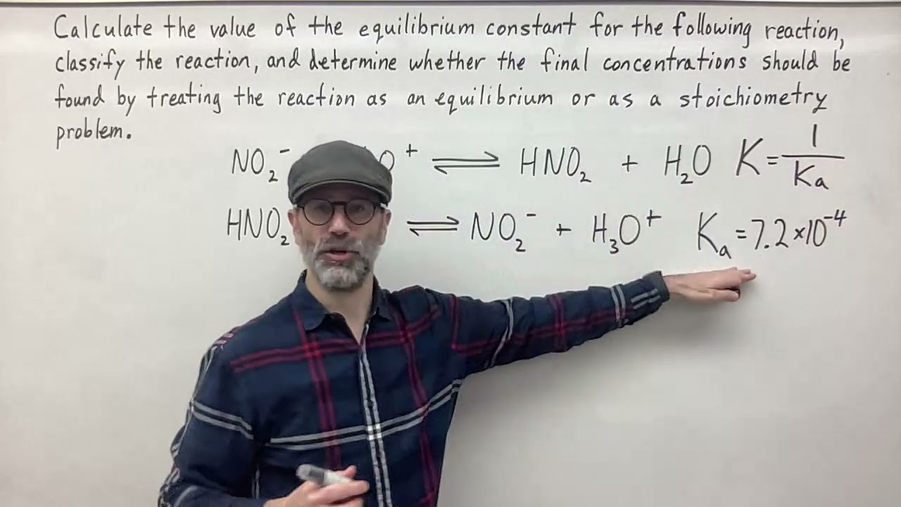 Calculate the Value of the Equilibrium Constant for NO2- + H3O+ (--) HNO2 + H2O