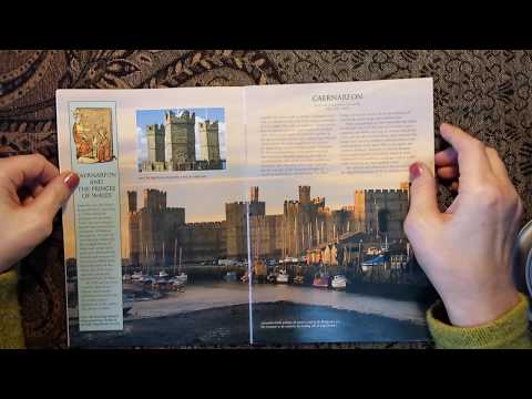 ASMR | Whispered Reading and Gum Chewing, mouth sounds, Castles of Wales Book!