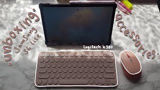 unboxing accessories for samsung tab s6 lite✨ logitech k380 keyboard | language student review