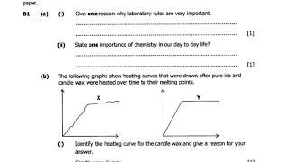 2022 Science Paper 2 Chemistry Question B1 - Chemistry and Criteria Purity of Matter