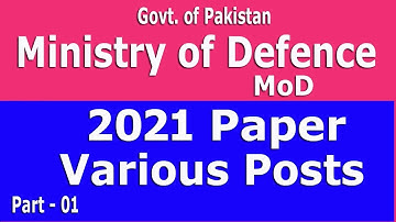 Ministry of Defence MOD : govt. of Pakistan : Ministry of Defence : SI SSI  SASI paper: part - 01