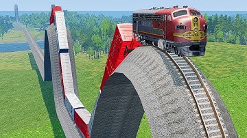 Impossible Weird Wave Rail Tracks VS Trains Crossing - BeamNG.Drive