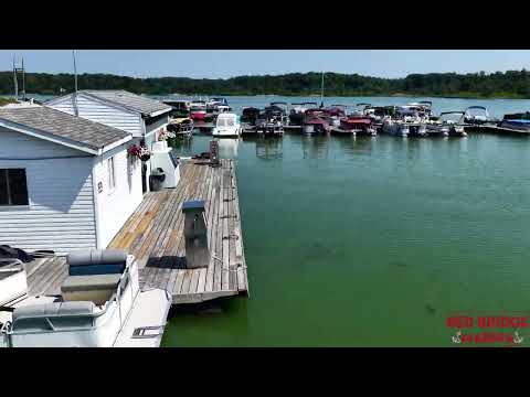 Flying Around Red Bridge Marina On Mississinewa Lake 4K Drone Footage