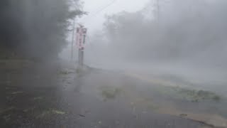 Powerful Eyewall Wind, Torrential Rain  4K Stock Footage Typhoon Trami Okinawa