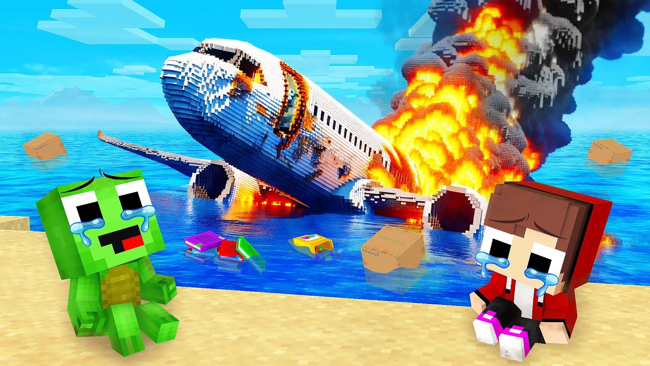 Mikey & JJ Survive The Airplane CRASH in Minecraft (Maizen) - YouTube