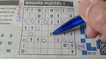 (#9609) Sunday. Binary01 Sudoku puzzle. Bonus Extra edition. 11-17-2024 Extra part 3 of 4