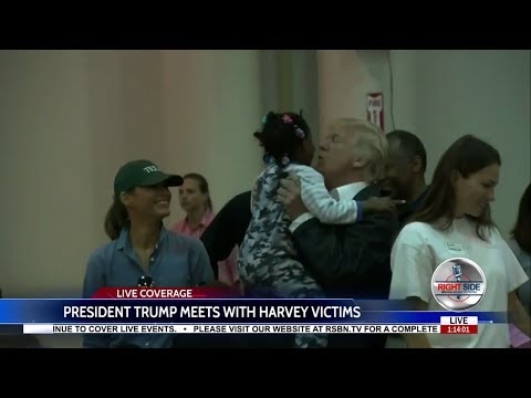 President Donald Trump Comforts & Feeds Victims of Hurricane Harvey 