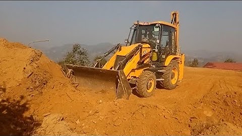 BACKHOE LOADER LEVELING ON GROUND//JCB 3DX//JCB WORKING HELICOPTER LANDING//BASEMENT CONSTRUCTION//