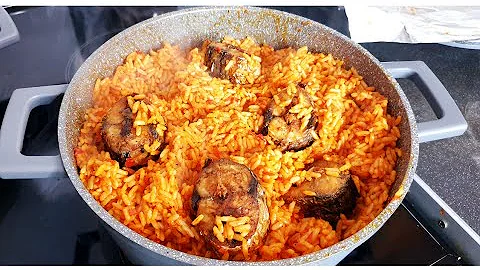 Nigerian jellof rice with mackerel fish
