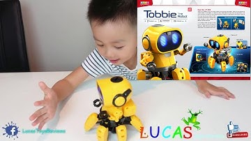 Lucas With His First Robot Interract To Human Gester Tobbie The Robot