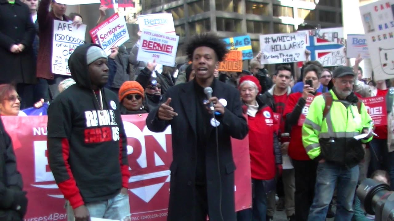 uava Lamon Q. Reccord Addresses Rally for Bernie Sanders in Chicago