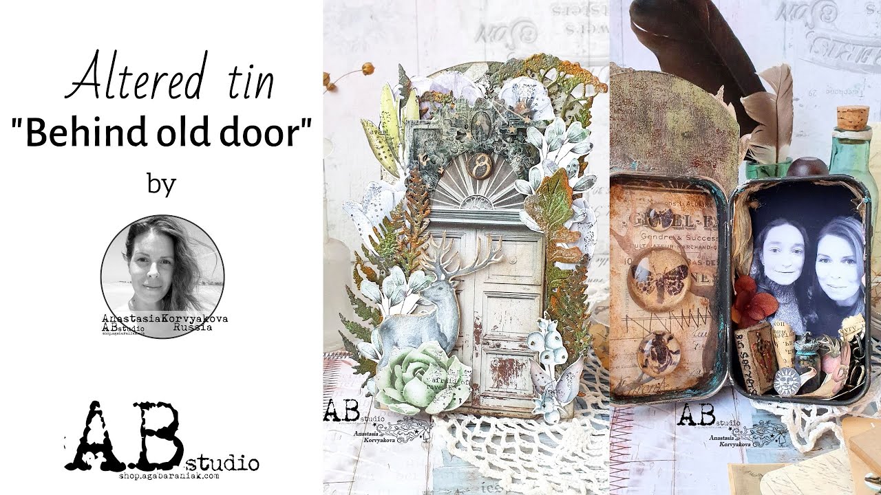 Altered tin with photo with ABstudio paper and stamps/ video tutorial