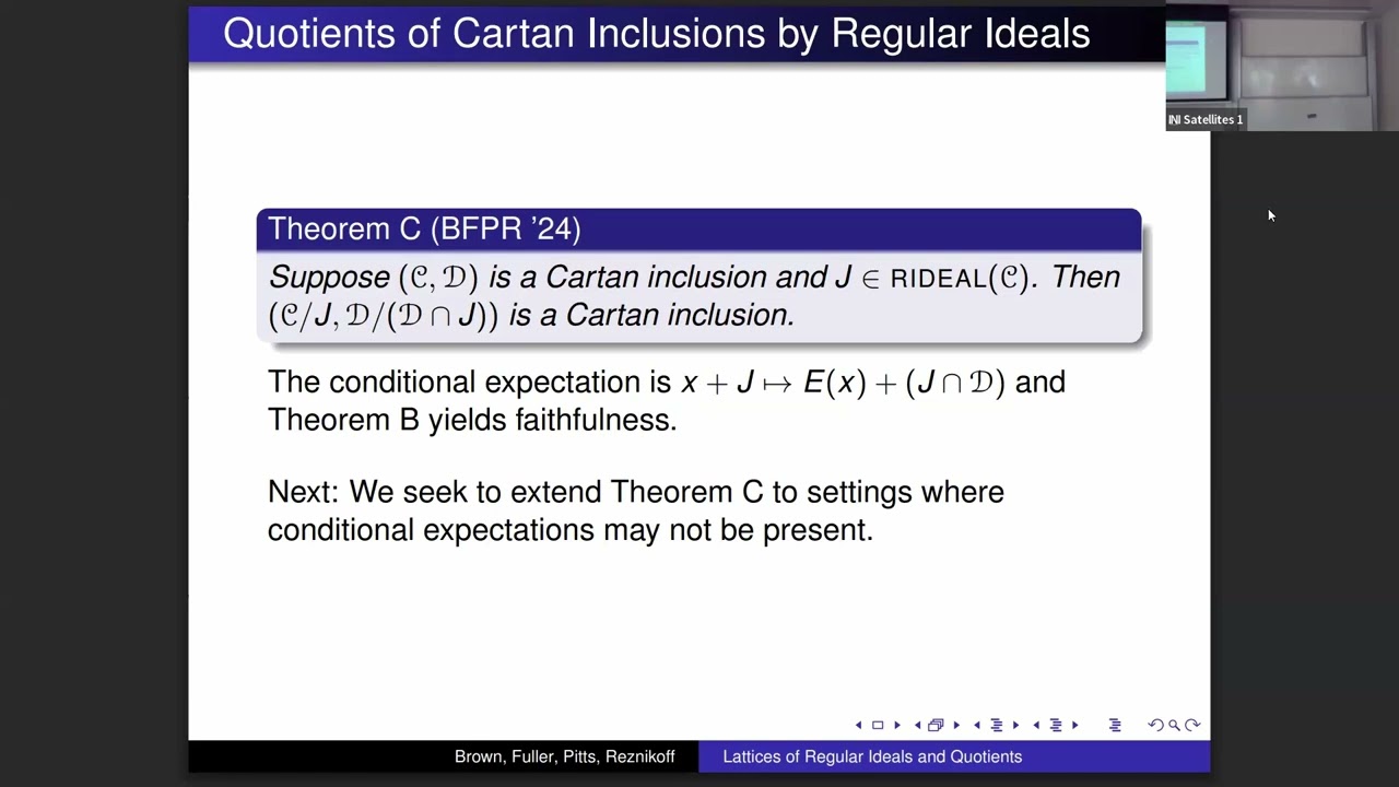 Prof. David Pitts | Lattices of Regular Ideals and Quotients