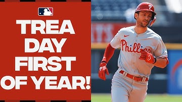 Trea Turner turns on one for his FIRST HOME RUN OF THE SEASON!