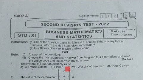 CLASS-11 BUSINESS MATHS & STATISTICS REVISION EXAM QUESTION PAPER AND ANSWER KEY 2021-2022