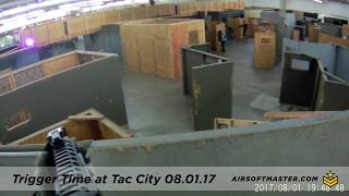 Airsoft Gameplay - Trigger Time at TacCity 080117 - Cracked my camera lense!