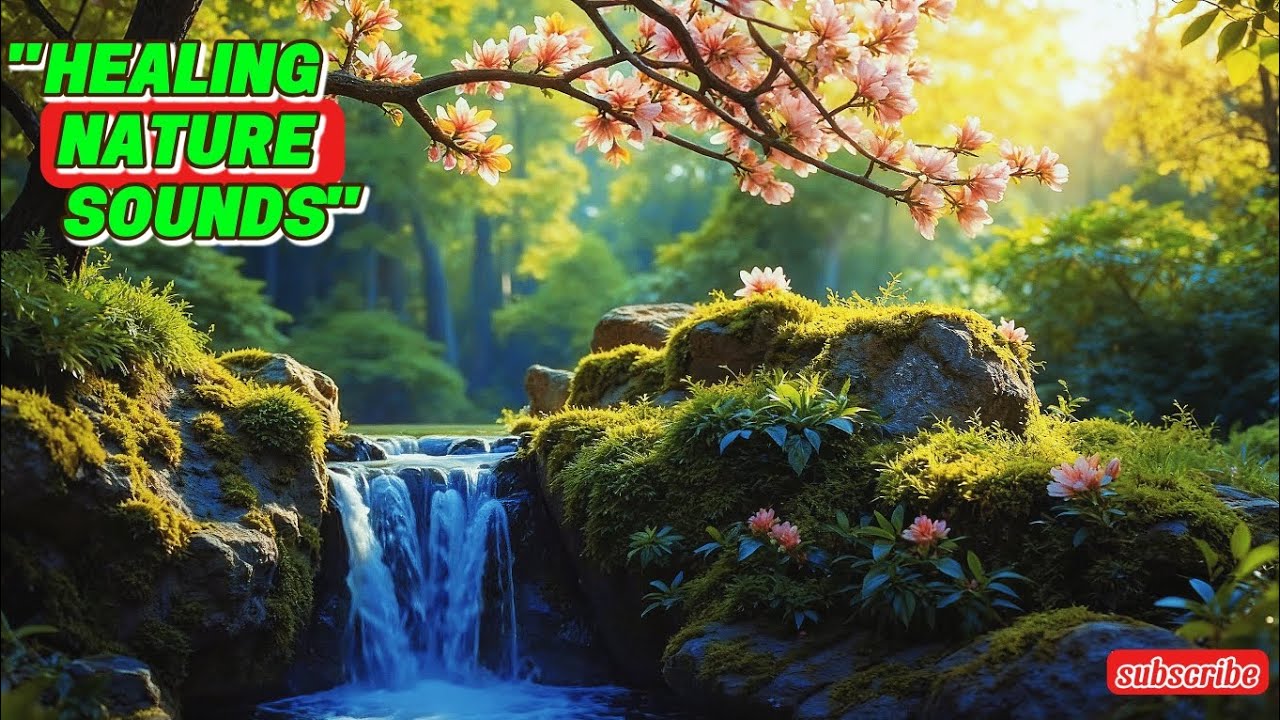 Peaceful Waterfall & Blossom Garden 🌸 Relaxing Nature Sounds for Stress Relief & Deep Calm