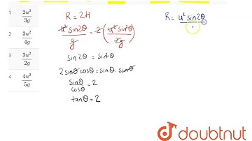 For an object projected from ground with speed u horizontal range is two times the maximum heigh...