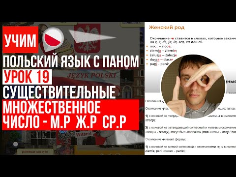 Образование формы множественного числа для сущ. муж. жен. и ср. рода. Урок 19 - Польский  с нуля.