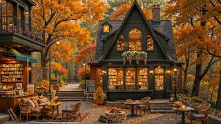 Quiet Autumn Morning Jazz 🍂 Outdoor Coffee Shop Ambience with Elegant & Soothing Fall Jazz Music
