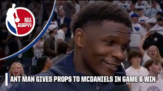 Anthony Edwards gives ALL PROPS to Jaden McDaniels in MONSTER Game 6 win 🤝 | NBA on ESPN