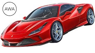 Ferrari F8 Tributo Digital Painting | Automotive Wall Art screenshot 2