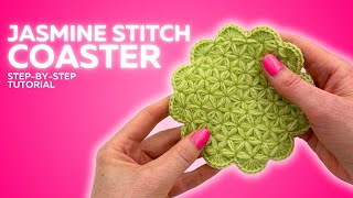 How to crochet a Stunning Jasmine Stitch Coaster 🌸 | Full Tutorial (Intermediate/Advanced)