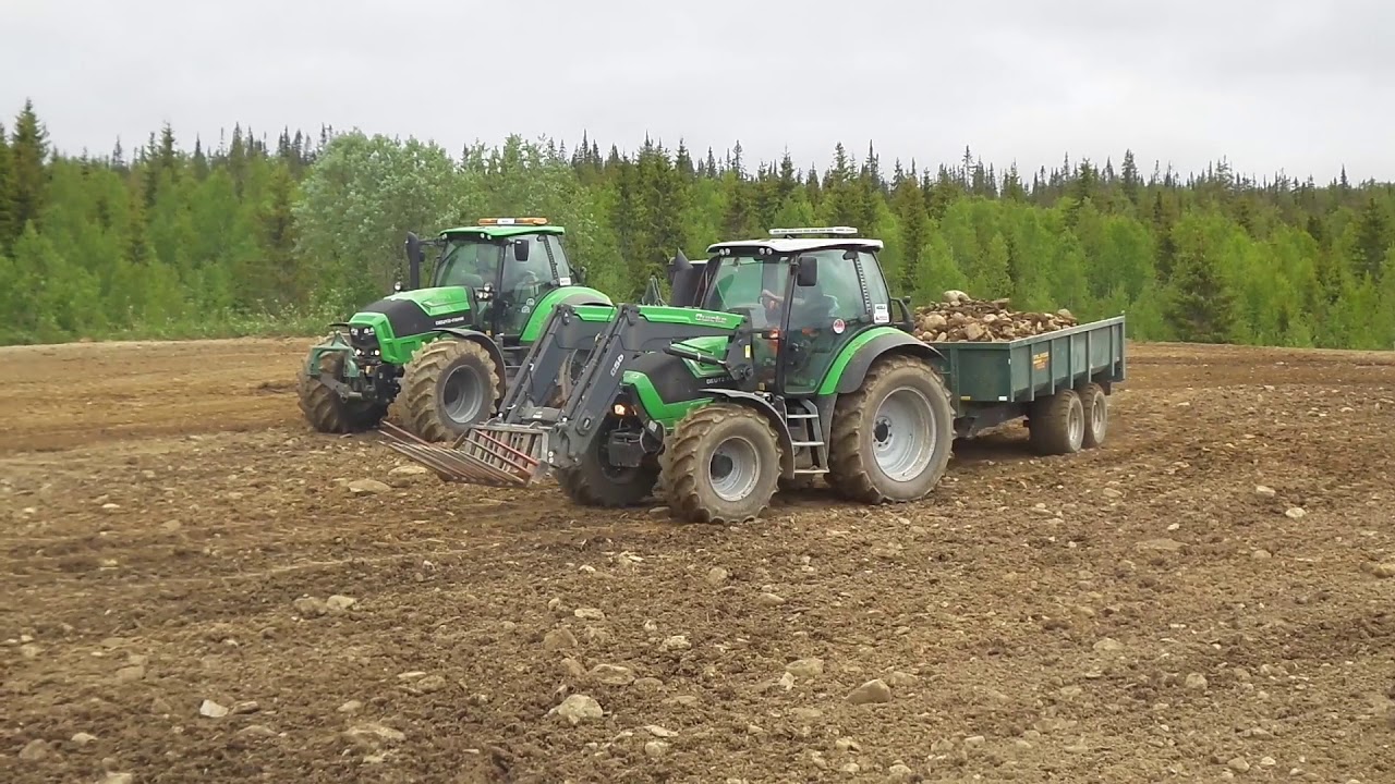 Picking rocks and seeding - YouTube