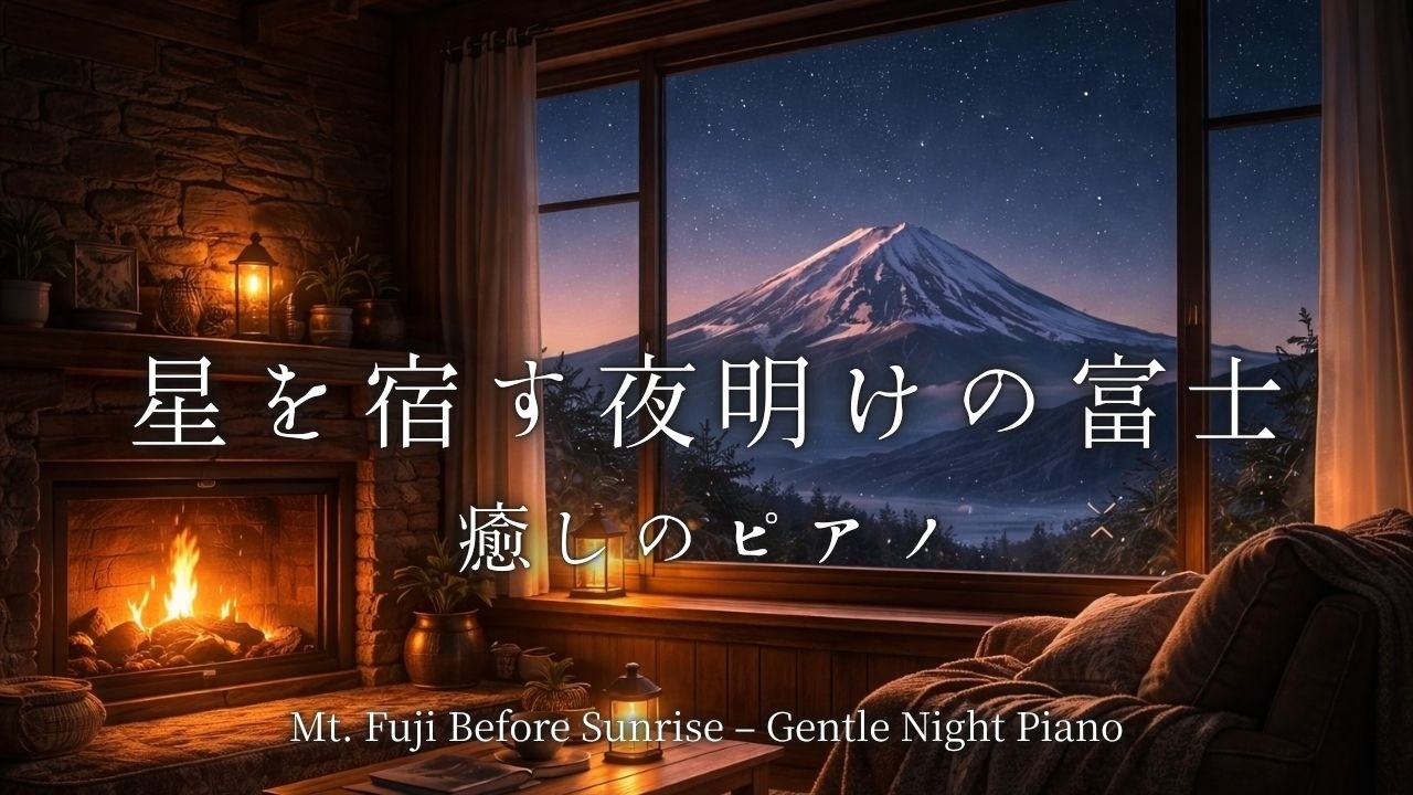 【5分で寝る】やさしい夜のピアノ｜星を宿す夜明けの富士山｜睡眠用BGM・リラックス音楽・癒し音楽・癒しのピアノ・作業用BGM｜ Relaxing Piano Ambient Music（1hour）