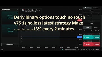 Deriv binary options touch no touch v75 1s no loss latest strategy Make 13% every 2 minutes