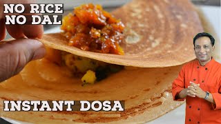 Instant Dosa - No Rice - No Dal - How To Make Crispy Dosa Batter With Whole Wheat Flour -Dosa Recipe