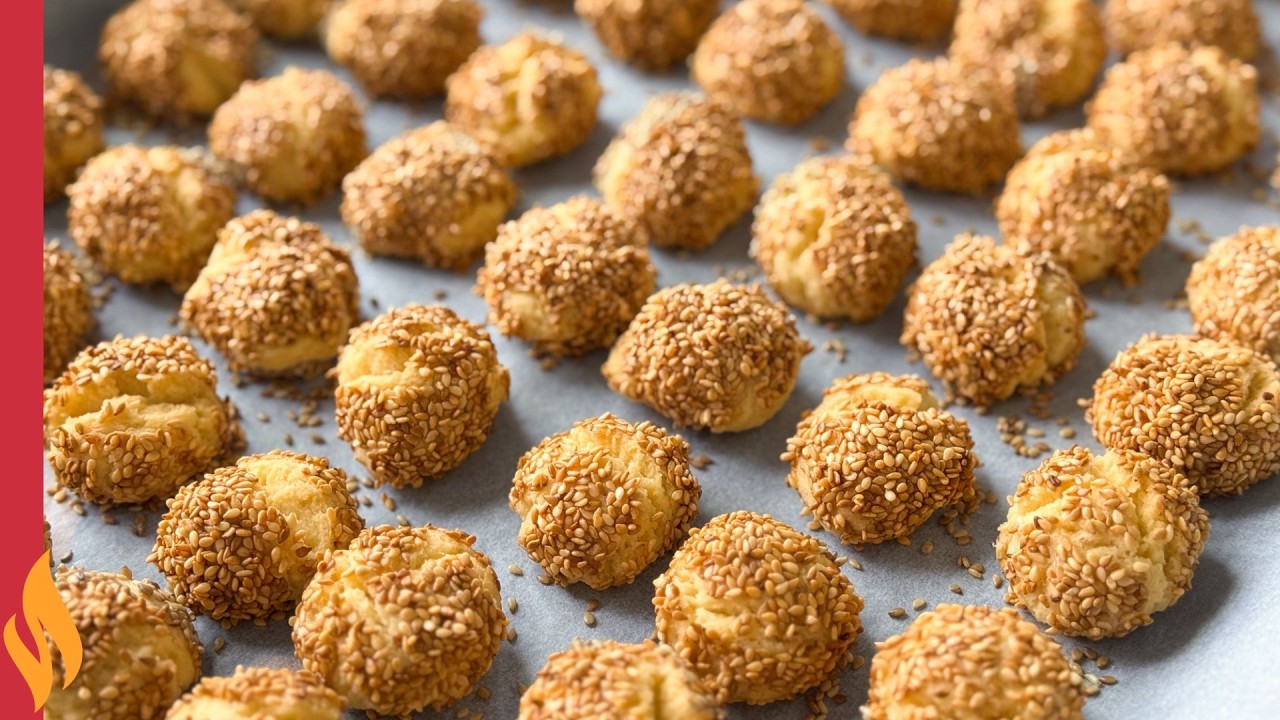Pastane Usulü Susamlı Toplar ✅ Tuzlu Mini Kurabiyeler 😋