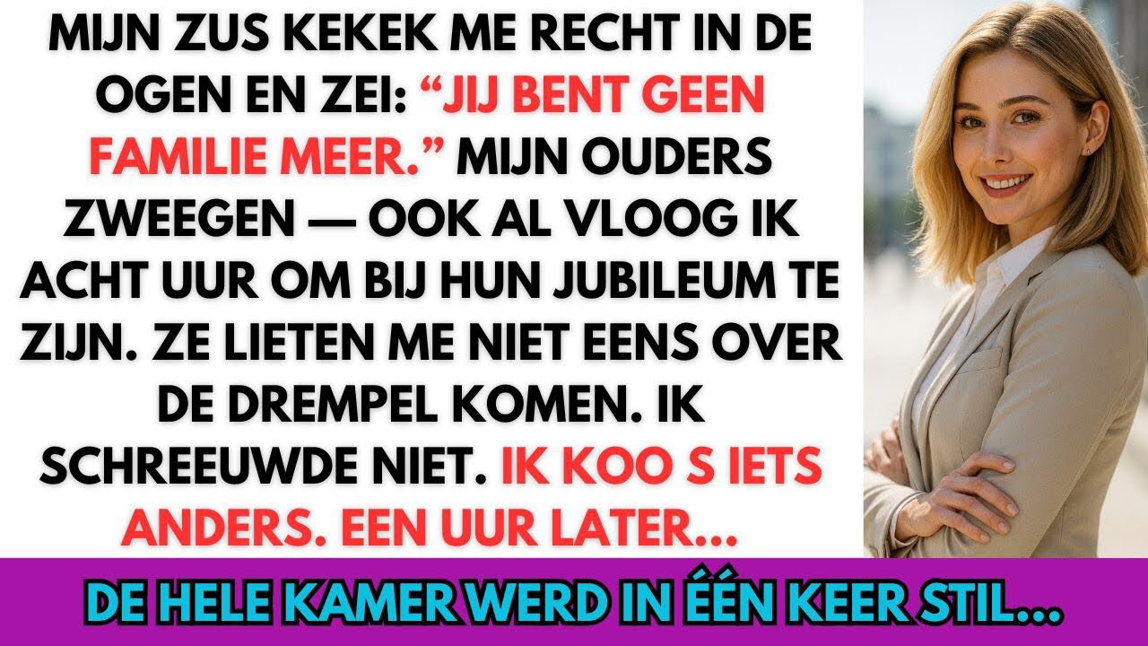 Mijn zus keek me recht in de ogen en zei dat ik geen deel meer uitmaakte van de familie. Achter haar stonden mijn ouders, stil, zonder met hun ogen te knipperen, alsof haar woorden gewoon waar...