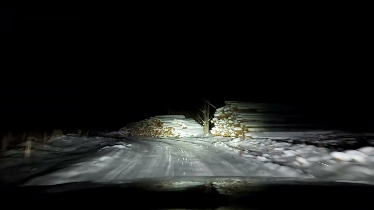 Driving Snowy road, Night, Finland, free video, 2026 February 